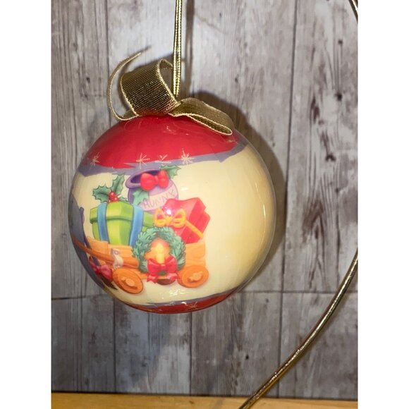Disney Winnie The Pooh Eeyore Christmas Ornament With Gold Ribbon Decoupage Look - Picture 5 of 7